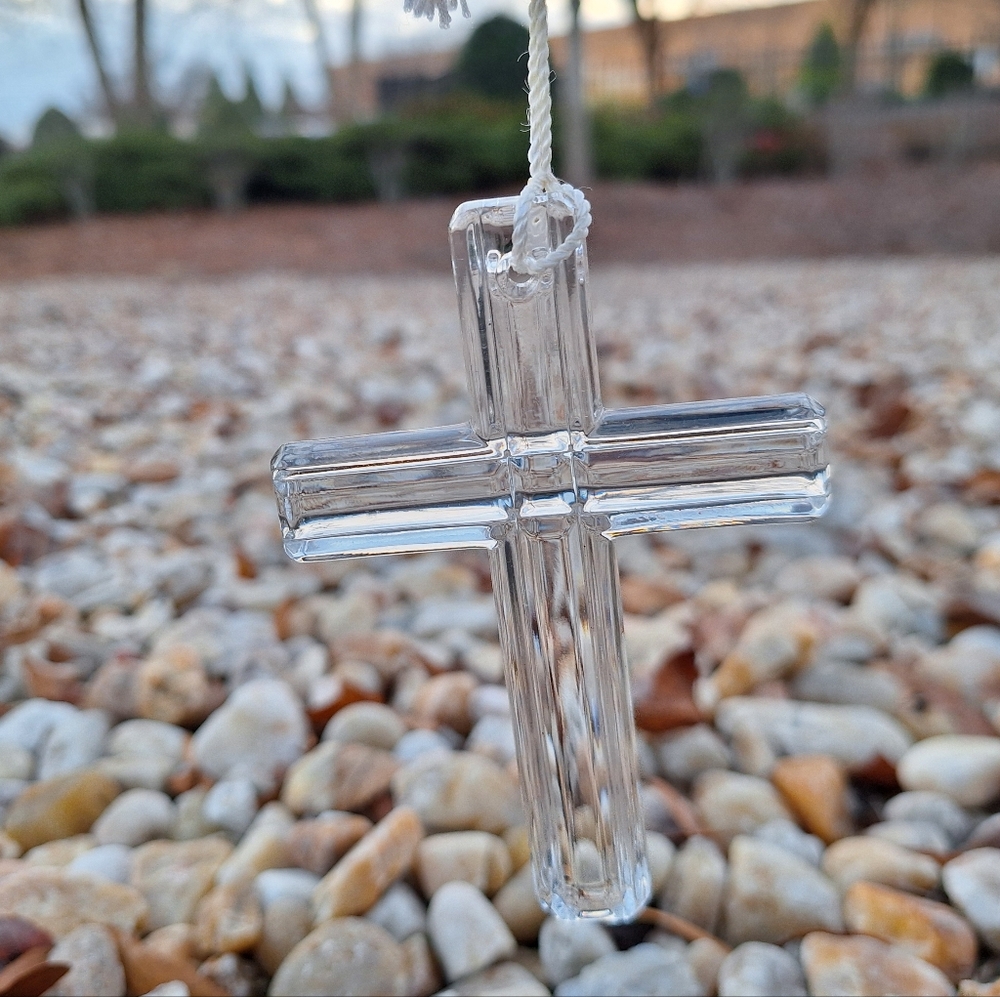 Crystal Cross Waterford Crystal Pendant Large Christmas Gifts Religious Ribbon - Picture 7 of 10